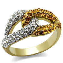 TK2251 - Stainless Steel Ring Two-Tone IP Gold (Ion Plating) Women Top Grade Crystal Topaz