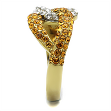 TK2251 - Stainless Steel Ring Two-Tone IP Gold (Ion Plating) Women Top Grade Crystal Topaz