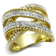 TK2252 - Stainless Steel Ring Two-Tone IP Gold (Ion Plating) Women Top Grade Crystal Clear