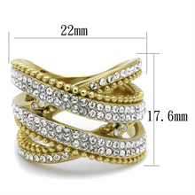 TK2252 - Stainless Steel Ring Two-Tone IP Gold (Ion Plating) Women Top Grade Crystal Clear