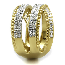 TK2252 - Stainless Steel Ring Two-Tone IP Gold (Ion Plating) Women Top Grade Crystal Clear