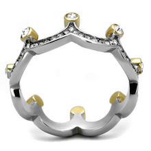 TK2258 - Stainless Steel Ring Two-Tone IP Gold (Ion Plating) Women Top Grade Crystal Clear