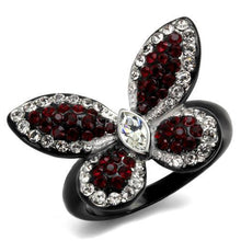 TK2273 - Stainless Steel Ring Two-Tone IP Black (Ion Plating) Women Top Grade Crystal Siam