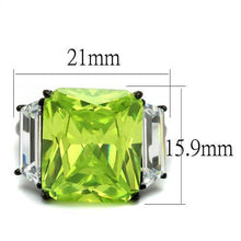 TK2275 - Stainless Steel Ring IP Black(Ion Plating) Women AAA Grade CZ Apple Green color