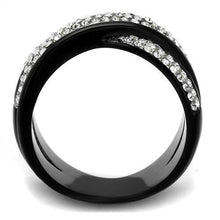 TK2278 - Stainless Steel Ring Two-Tone IP Black (Ion Plating) Women Top Grade Crystal Clear