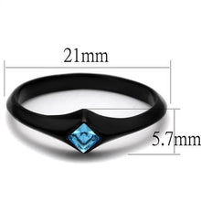 TK2284 - Stainless Steel Ring IP Black(Ion Plating) Women Top Grade Crystal Sea Blue