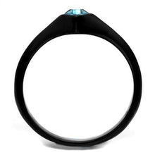 TK2284 - Stainless Steel Ring IP Black(Ion Plating) Women Top Grade Crystal Sea Blue