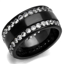 TK2290 - Stainless Steel Ring IP Black(Ion Plating) Women AAA Grade CZ Clear