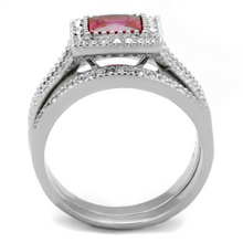 TK2293 - Stainless Steel Ring High polished (no plating) Women AAA Grade CZ Ruby