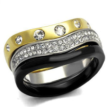 TK2299 - Stainless Steel Ring IP Gold+ IP Black (Ion Plating) Women Top Grade Crystal Clear
