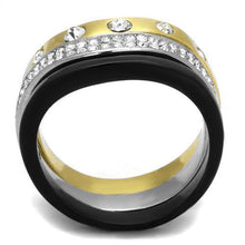 TK2299 - Stainless Steel Ring IP Gold+ IP Black (Ion Plating) Women Top Grade Crystal Clear
