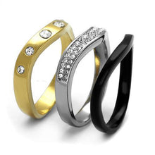 TK2299 - Stainless Steel Ring IP Gold+ IP Black (Ion Plating) Women Top Grade Crystal Clear