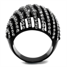 TK2345 - Stainless Steel Ring IP Black(Ion Plating) Women Top Grade Crystal Black Diamond
