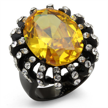 TK2346 - Stainless Steel Ring IP Black(Ion Plating) Women AAA Grade CZ Topaz