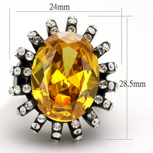 TK2346 - Stainless Steel Ring IP Black(Ion Plating) Women AAA Grade CZ Topaz