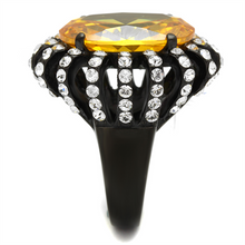 TK2346 - Stainless Steel Ring IP Black(Ion Plating) Women AAA Grade CZ Topaz