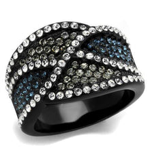 TK2357 - Stainless Steel Ring IP Black(Ion Plating) Women Top Grade Crystal Montana
