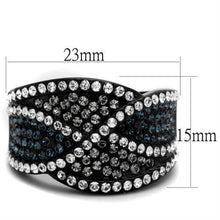TK2357 - Stainless Steel Ring IP Black(Ion Plating) Women Top Grade Crystal Montana