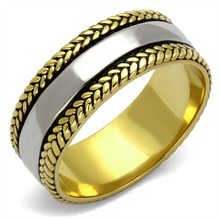 TK2375 - Stainless Steel Ring Two-Tone IP Gold (Ion Plating) Men Epoxy Jet