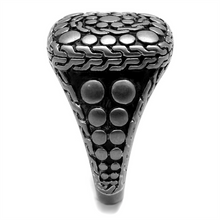 TK2420 - Stainless Steel Ring Antique Silver Men Epoxy Jet