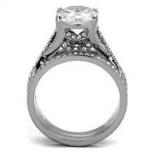 TK2478 - Stainless Steel Ring High polished (no plating) Women AAA Grade CZ Clear