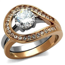 TK2479 - Stainless Steel Ring Two-Tone IP Rose Gold Women AAA Grade CZ Clear