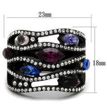 TK2480 - Stainless Steel Ring IP Black(Ion Plating) Women Top Grade Crystal Multi Color