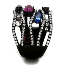 TK2480 - Stainless Steel Ring IP Black(Ion Plating) Women Top Grade Crystal Multi Color