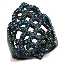 TK2481 - Stainless Steel Ring IP Black(Ion Plating) Women Top Grade Crystal Montana