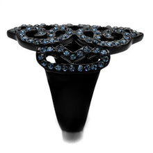 TK2481 - Stainless Steel Ring IP Black(Ion Plating) Women Top Grade Crystal Montana
