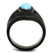 TK2482 - Stainless Steel Ring IP Black(Ion Plating) Women Synthetic Sea Blue