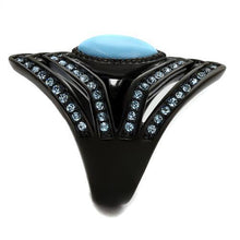 TK2482 - Stainless Steel Ring IP Black(Ion Plating) Women Synthetic Sea Blue