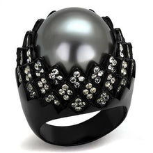 TK2483 - Stainless Steel Ring IP Black(Ion Plating) Women Synthetic Gray