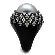 TK2483 - Stainless Steel Ring IP Black(Ion Plating) Women Synthetic Gray