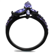 TK2490 - Stainless Steel Ring IP Black(Ion Plating) Women Top Grade Crystal Tanzanite