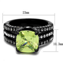 TK2491 - Stainless Steel Ring IP Black(Ion Plating) Women AAA Grade CZ Apple Green color