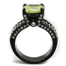TK2491 - Stainless Steel Ring IP Black(Ion Plating) Women AAA Grade CZ Apple Green color