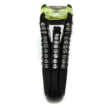 TK2491 - Stainless Steel Ring IP Black(Ion Plating) Women AAA Grade CZ Apple Green color