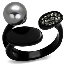 TK2493 - Stainless Steel Ring IP Black(Ion Plating) Women Synthetic Gray