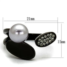 TK2493 - Stainless Steel Ring IP Black(Ion Plating) Women Synthetic Gray