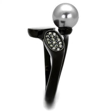 TK2493 - Stainless Steel Ring IP Black(Ion Plating) Women Synthetic Gray