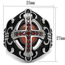 TK2507 - Stainless Steel Ring High polished (no plating) Men AAA Grade CZ Garnet