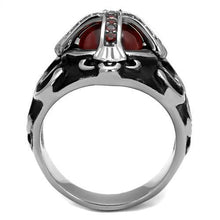 TK2507 - Stainless Steel Ring High polished (no plating) Men AAA Grade CZ Garnet