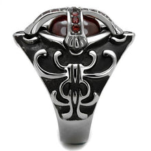 TK2507 - Stainless Steel Ring High polished (no plating) Men AAA Grade CZ Garnet