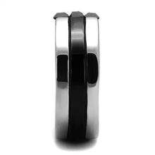 TK2516 - Stainless Steel Ring High polished (no plating) Men Top Grade Crystal Jet