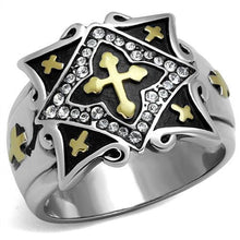 TK2517 - Stainless Steel Ring Two-Tone IP Gold (Ion Plating) Men Top Grade Crystal Clear