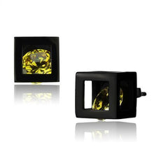 TK2540 - Stainless Steel Earrings IP Black(Ion Plating) Women AAA Grade CZ Topaz