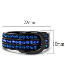 TK2549 - Stainless Steel Ring IP Black(Ion Plating) Women Top Grade Crystal Multi Color