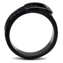 TK2549 - Stainless Steel Ring IP Black(Ion Plating) Women Top Grade Crystal Multi Color