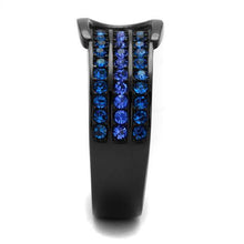 TK2549 - Stainless Steel Ring IP Black(Ion Plating) Women Top Grade Crystal Multi Color